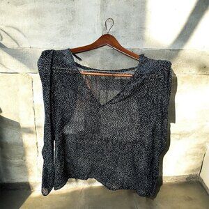 ba&sh Cadia Silk Blend Sheer Long Sleeve Blouse